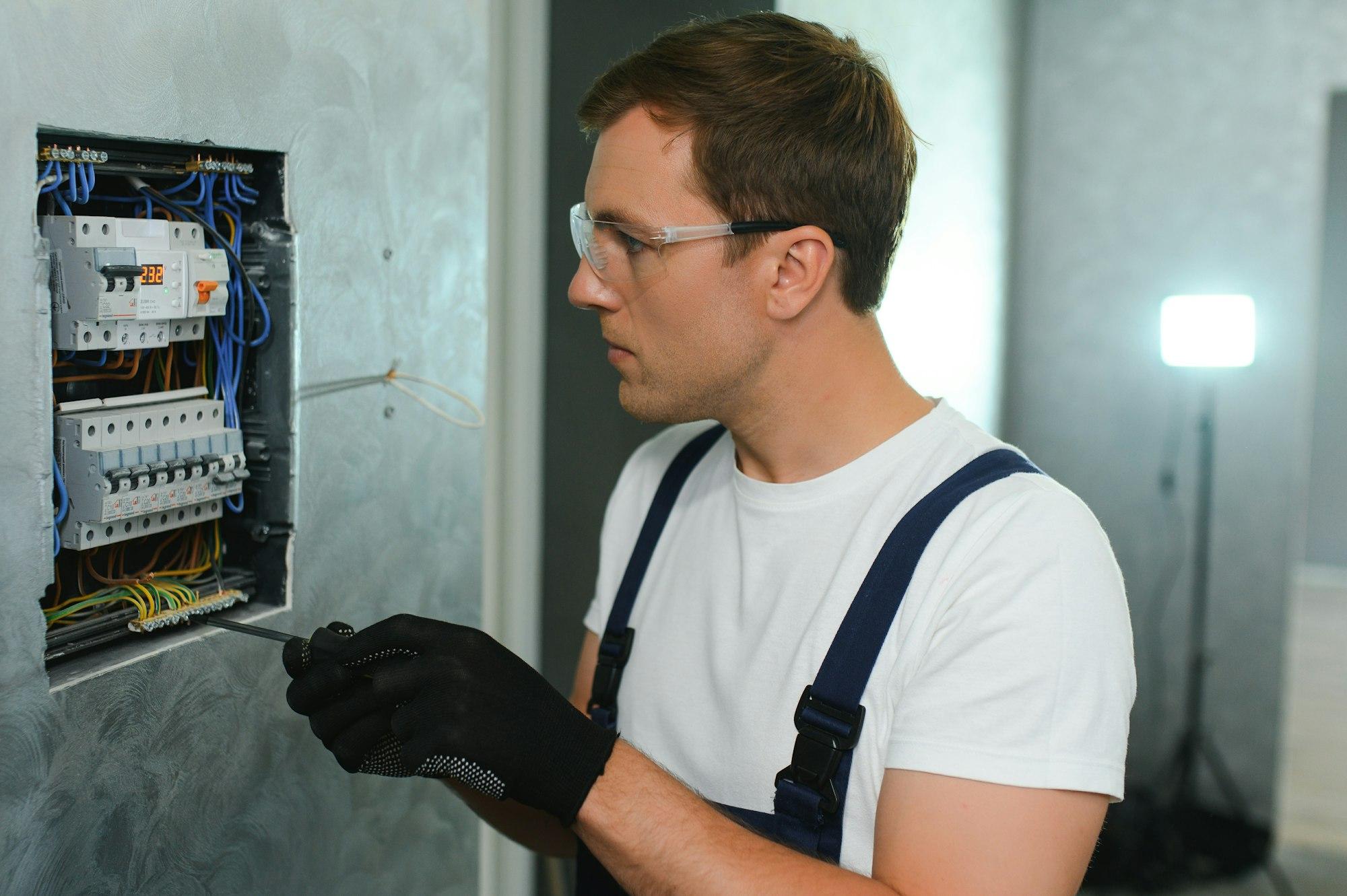 Portrait of an electrician at work