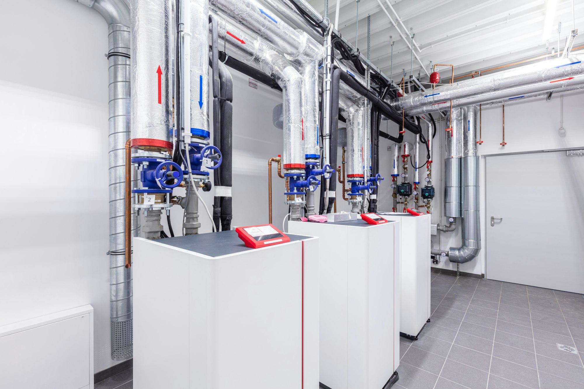 Heat pump room in commercial building